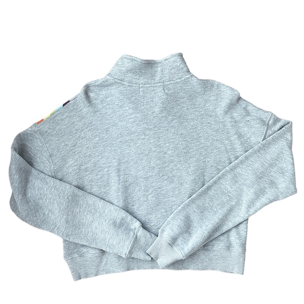 NWT Wildfox Knit Rainbow Cropped Quarter Zip Long Drop Shoulder Sleeve Pullover - Picture 4 of 6